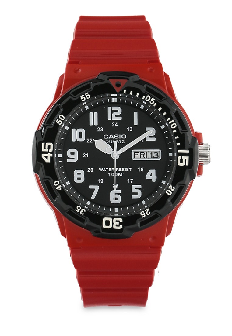 Montre CASIO MRW-200HC-4BVDF Homme - Quartz - Boîtier Résine Rouge 45mm - Étanche 100m - Neuve Avec étiquettes