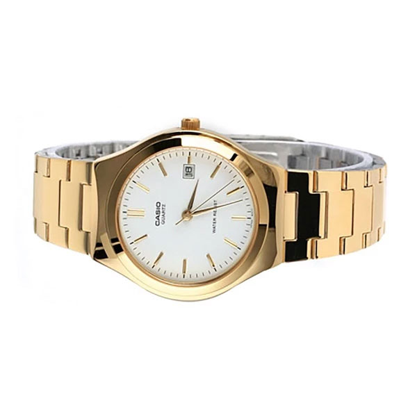 Casio MTP-1170N-7A Orologio Elegante Uomo – Quarzo, Cinturino In Acciaio Dorato, Quadrante Bianco