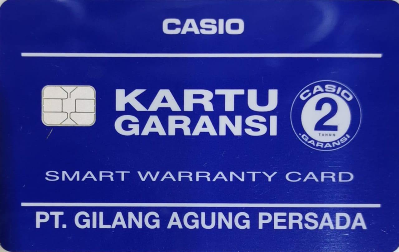 Kartu garansi resmi casio bagian depan